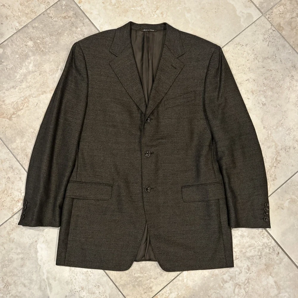 Canali Proposta Blazer Mens EU 52R US 42R Brown Wool Cashmere Sport Coat Italy